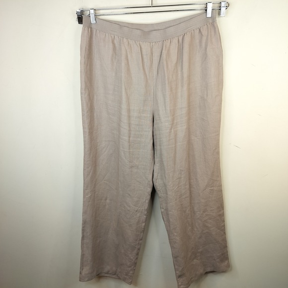 Soft Surroundings Pants - Soft Surroundings Linen Pants 1X Elastic Waist Casual Neutral Casual Tan